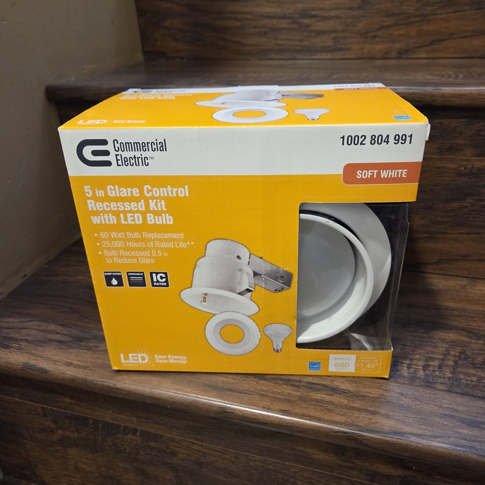 Commercial Electric " Glare Control White Recessed Kit W/ LED Bulb